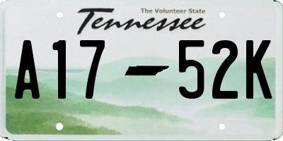 TN license plate A1752K