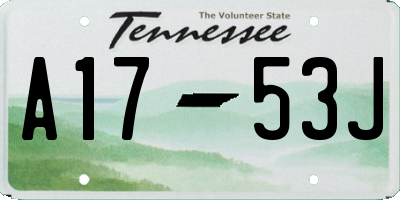 TN license plate A1753J
