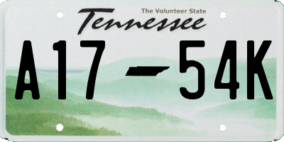 TN license plate A1754K
