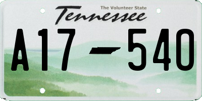 TN license plate A1754O