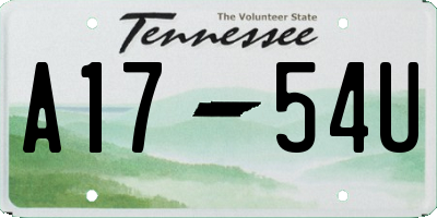 TN license plate A1754U