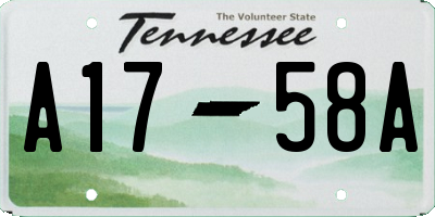 TN license plate A1758A