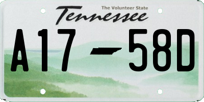 TN license plate A1758D