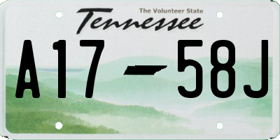 TN license plate A1758J