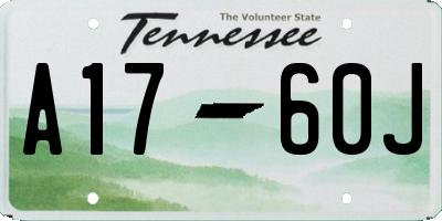 TN license plate A1760J