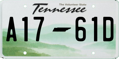 TN license plate A1761D