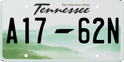 TN license plate A1762N