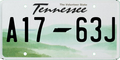 TN license plate A1763J