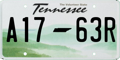 TN license plate A1763R