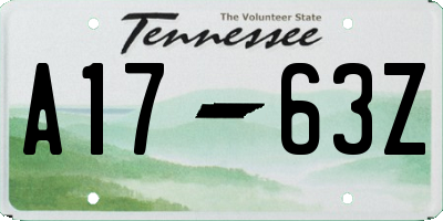 TN license plate A1763Z