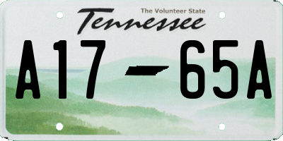 TN license plate A1765A