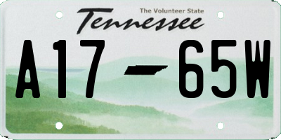 TN license plate A1765W