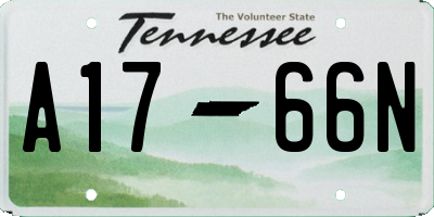 TN license plate A1766N