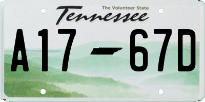 TN license plate A1767D
