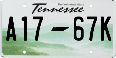 TN license plate A1767K