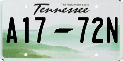 TN license plate A1772N