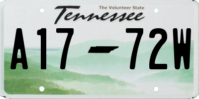 TN license plate A1772W
