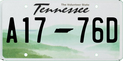 TN license plate A1776D