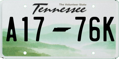 TN license plate A1776K