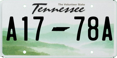 TN license plate A1778A