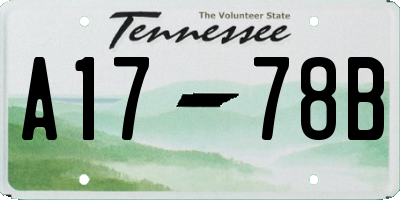 TN license plate A1778B