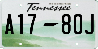 TN license plate A1780J