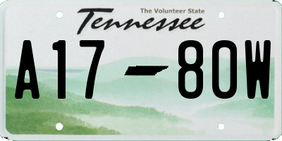 TN license plate A1780W