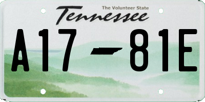 TN license plate A1781E
