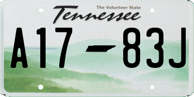 TN license plate A1783J