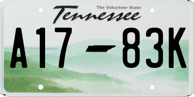 TN license plate A1783K