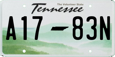TN license plate A1783N