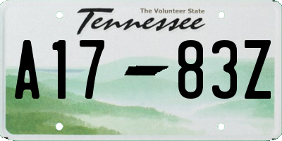 TN license plate A1783Z