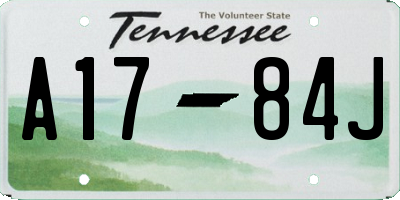 TN license plate A1784J