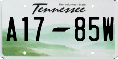TN license plate A1785W