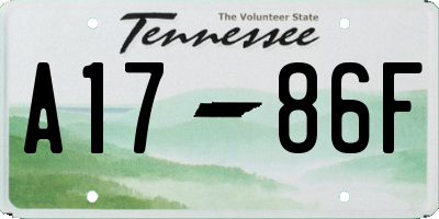 TN license plate A1786F