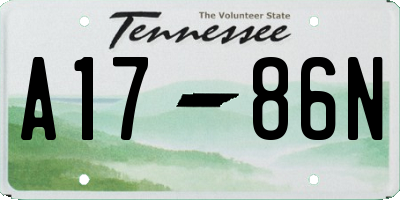 TN license plate A1786N