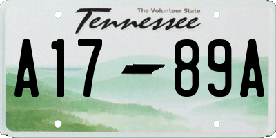 TN license plate A1789A
