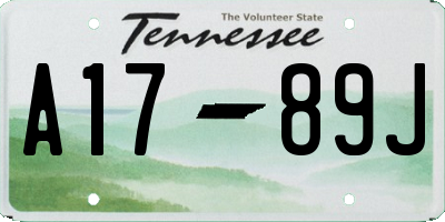 TN license plate A1789J