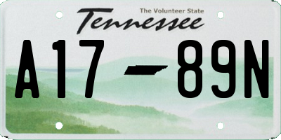 TN license plate A1789N