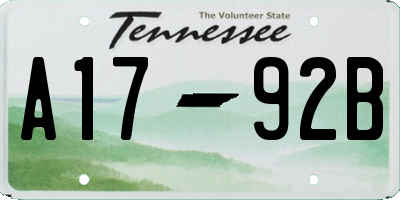 TN license plate A1792B