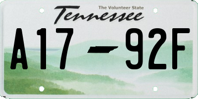 TN license plate A1792F