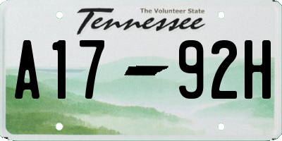TN license plate A1792H