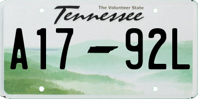 TN license plate A1792L
