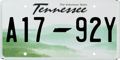 TN license plate A1792Y