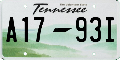 TN license plate A1793I