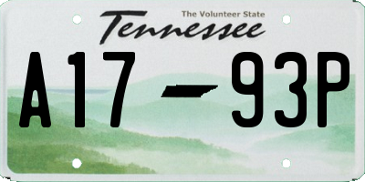 TN license plate A1793P