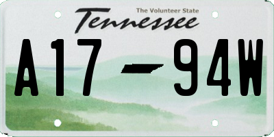 TN license plate A1794W