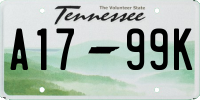 TN license plate A1799K