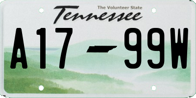 TN license plate A1799W