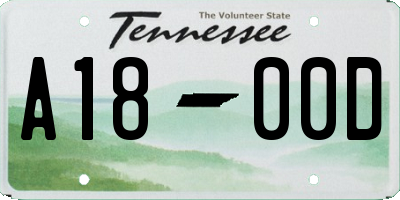 TN license plate A1800D